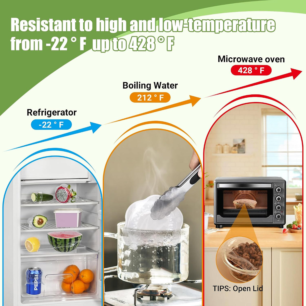 Silicone Stretch Lids for Food Storage in Fridge, Reusable Elastic Bowl Covers for Cup, Cans, Jars, Round & Rectangle Container, Food Grade Silicone Microwave Food Cover, Heat-Resistant