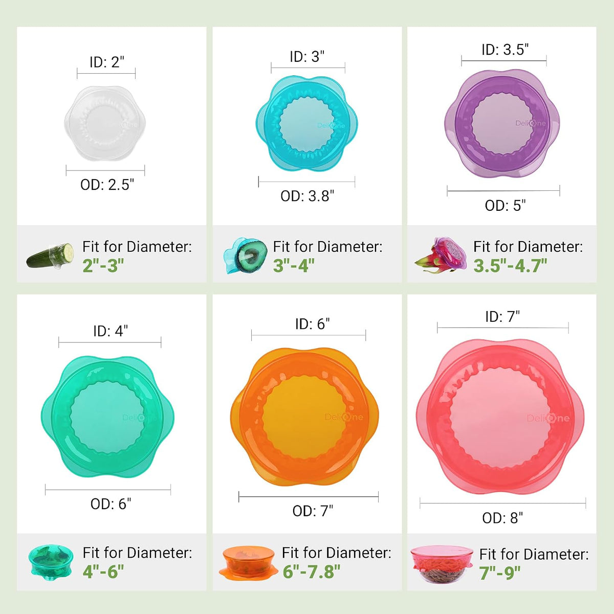 Silicone Stretch Lids for Food Storage in Fridge, Reusable Elastic Bowl Covers for Cup, Cans, Jars, Round & Rectangle Container, Food Grade Silicone Microwave Food Cover, Heat-Resistant