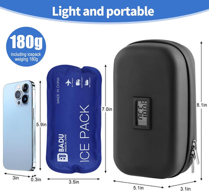 Insulin Cooler Travel Case TSA Approved Refrigerated Medicine Cooler for Travel w/Thermometer Temperature Diabetic Travel Case w/2 Reusable Ice Packs for Daily Life Trip, Blue