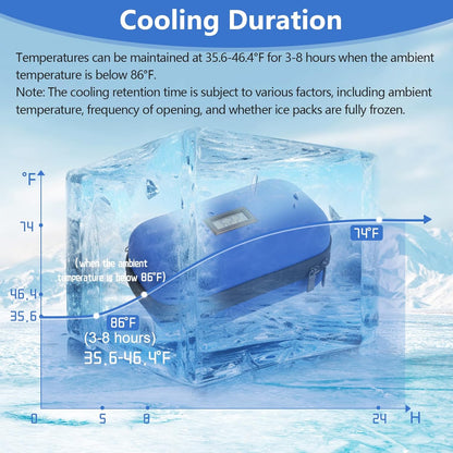 Insulin Cooler Travel Case TSA Approved Refrigerated Medicine Cooler for Travel w/Thermometer Temperature Diabetic Travel Case w/2 Reusable Ice Packs for Daily Life Trip, Blue