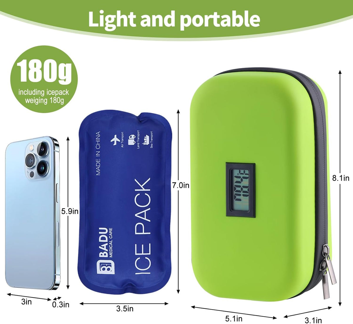 Insulin Cooler Travel Case TSA Approved Refrigerated Medicine Cooler for Travel w/Thermometer Temperature Diabetic Travel Case w/2 Reusable Ice Packs for Daily Life Trip, Blue