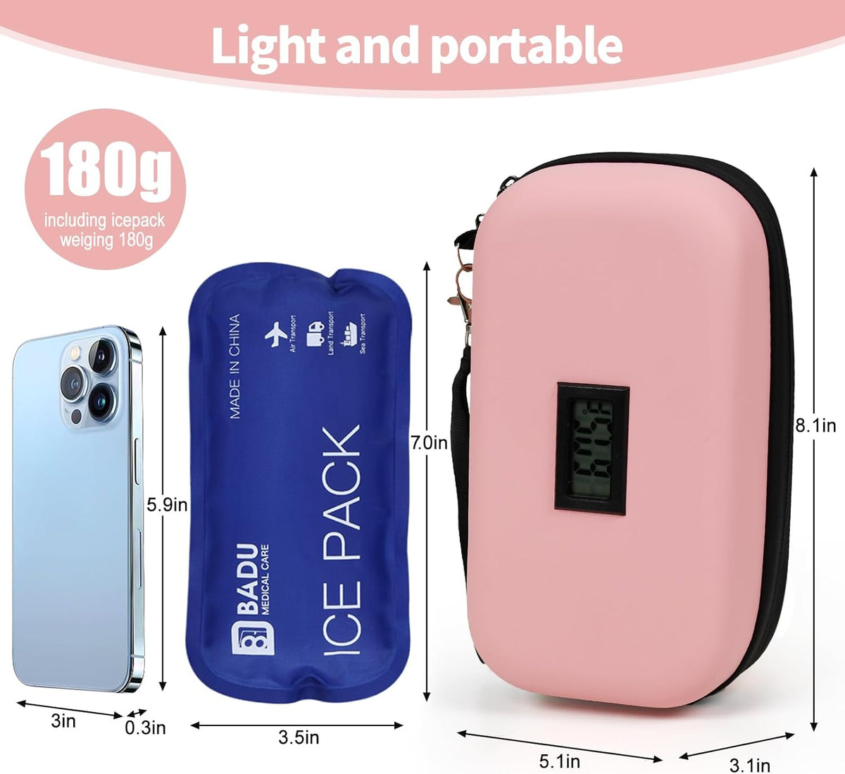 Insulin Cooler Travel Case TSA Approved Refrigerated Medicine Cooler for Travel w/Thermometer Temperature Diabetic Travel Case w/2 Reusable Ice Packs for Daily Life Trip, Blue
