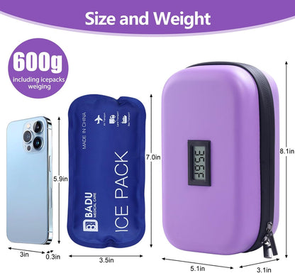 Insulin Cooler Travel Case TSA Approved Refrigerated Medicine Cooler for Travel w/Thermometer Temperature Diabetic Travel Case w/2 Reusable Ice Packs for Daily Life Trip, Blue