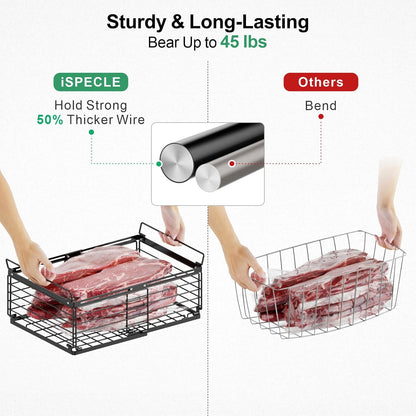 Chest Freezer Organizer - Adjustable Fits Chest Freezer 10-20 Cu Ft | Hanging Wire Baskets, Easy Access & Quick Organization, Sturdy Steel Rack Holds Frozen Meat and Vegetables, White