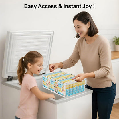 Chest Freezer Organizer - Adjustable Fits Chest Freezer 10-20 Cu Ft | Hanging Wire Baskets, Easy Access & Quick Organization, Sturdy Steel Rack Holds Frozen Meat and Vegetables, White