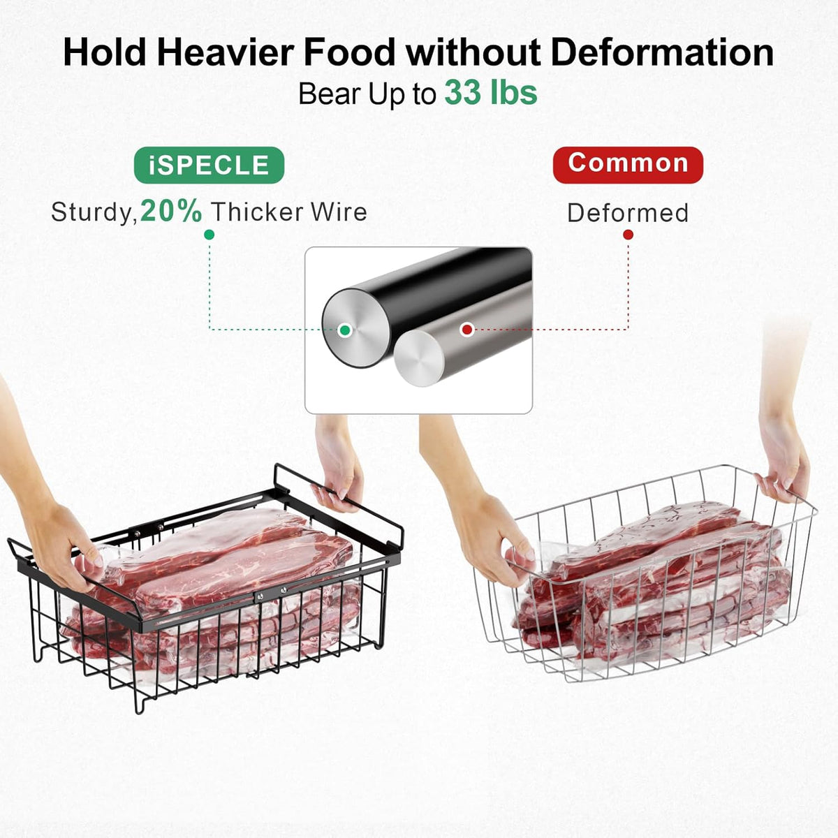 Chest Freezer Organizer - Adjustable Fits Chest Freezer 10-20 Cu Ft | Hanging Wire Baskets, Easy Access & Quick Organization, Sturdy Steel Rack Holds Frozen Meat and Vegetables, White