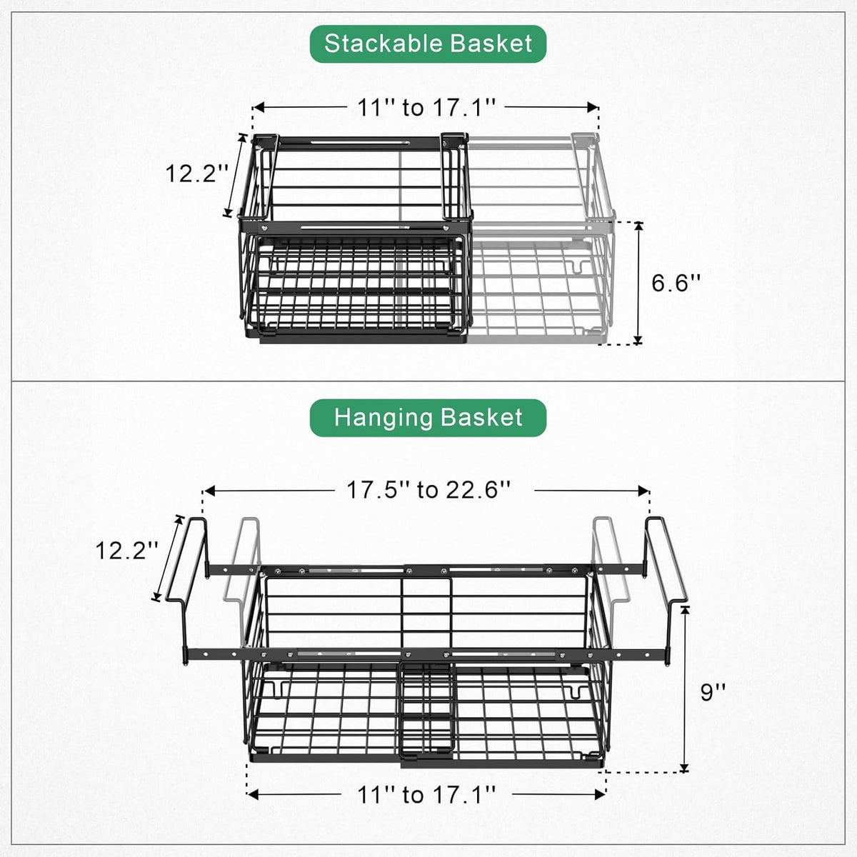 Chest Freezer Organizer - Adjustable Fits Chest Freezer 10-20 Cu Ft | Hanging Wire Baskets, Easy Access & Quick Organization, Sturdy Steel Rack Holds Frozen Meat and Vegetables, White