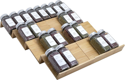 Bamboo Spice Rack Drawer Organizer - 8 Piece Set - 8" or 16" Wide