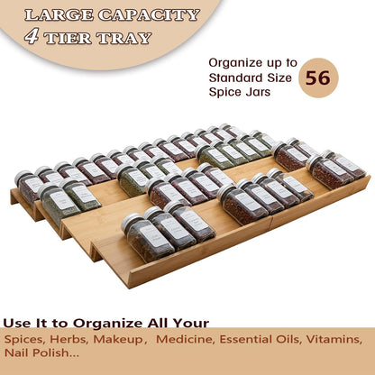 Bamboo Spice Rack Drawer Organizer - 8 Piece Set - 8" or 16" Wide