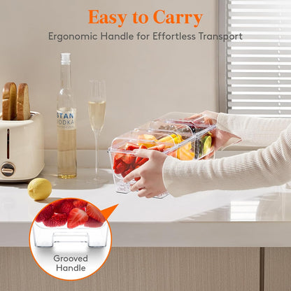 Taco Bar Serving Set for Party with 4 x 20 oz Containers, Ice Chilled Condiment Caddy Organizer, Garnish Serving Tray Platter for Mimosa Bar Accessories, Fruit, Salad, Food