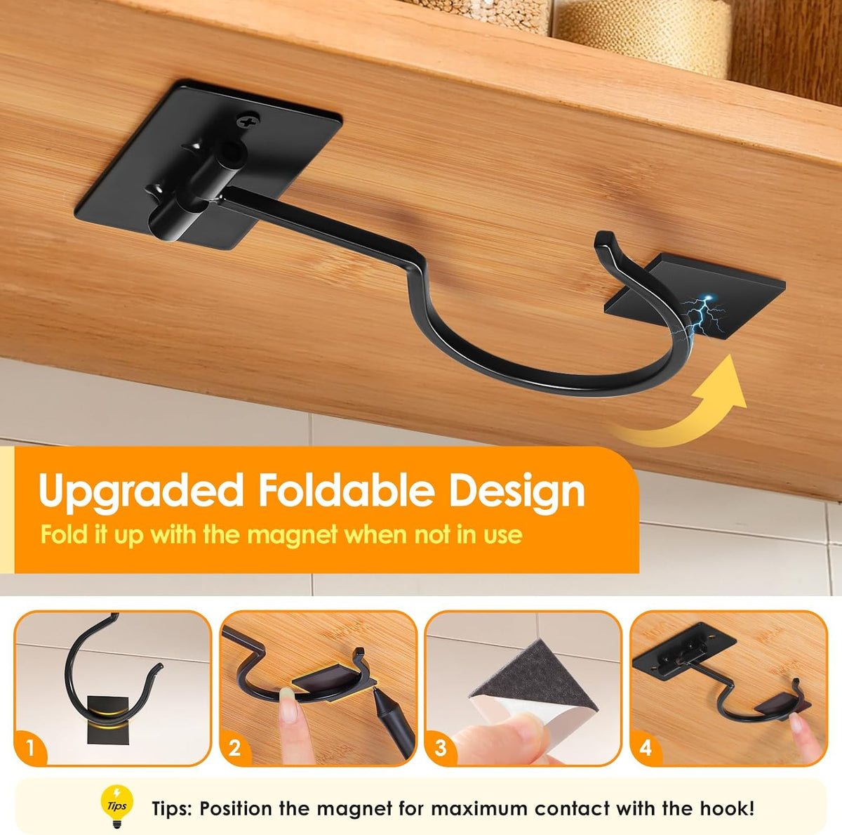 Self Adhesive Banana Hook Under Cabinet Foldable Banana Hanger