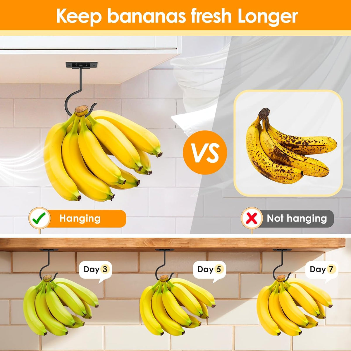 Self Adhesive Banana Hook Under Cabinet Foldable Banana Hanger