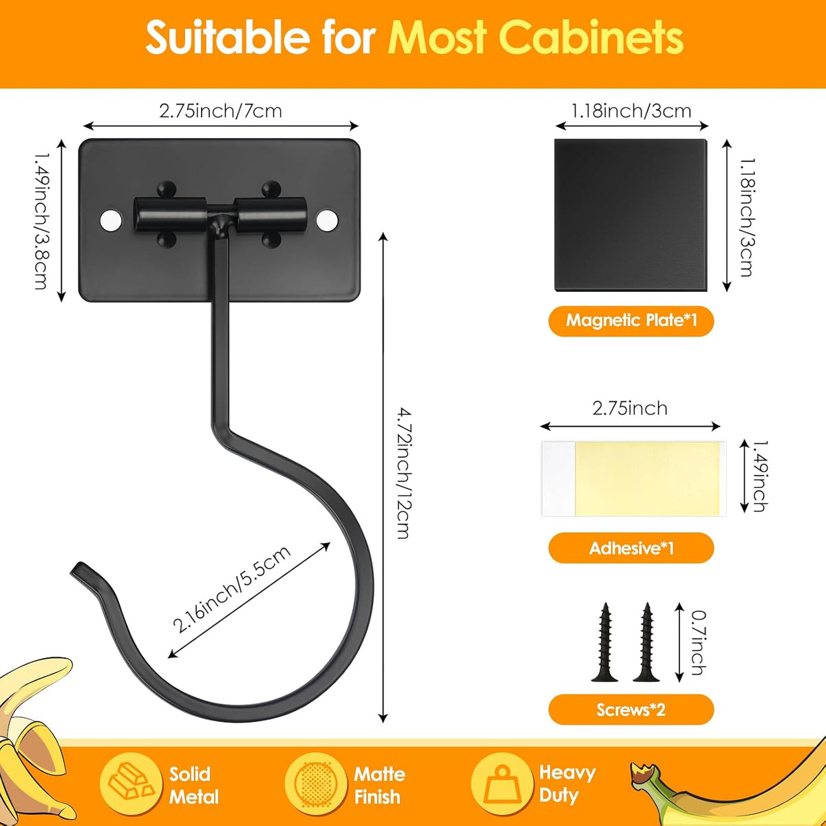 Self Adhesive Banana Hook Under Cabinet Foldable Banana Hanger