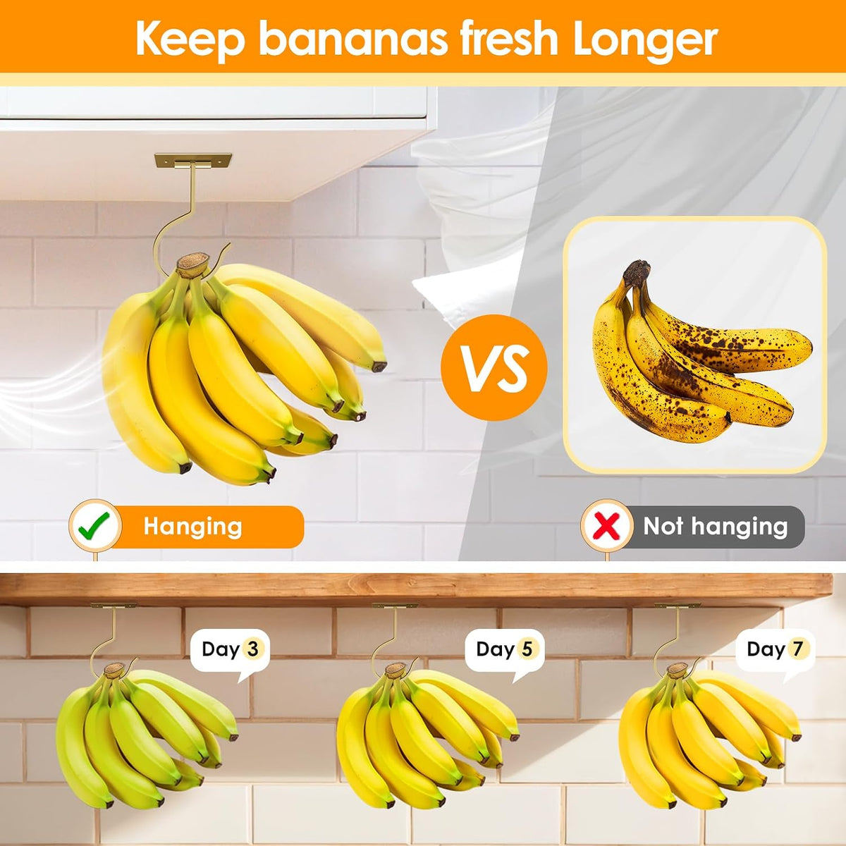 Self Adhesive Banana Hook Under Cabinet Foldable Banana Hanger