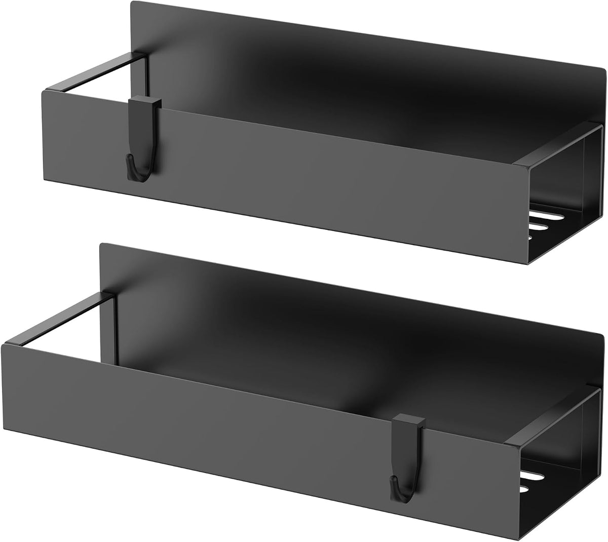 2 Pack Magnetic Spice Rack for Refrigerator Black | Magnetic Cup Holder for Fridge, Magnetic Fridge Shelf with Hooks, Kids Sippy Cup Holder Kitchen
