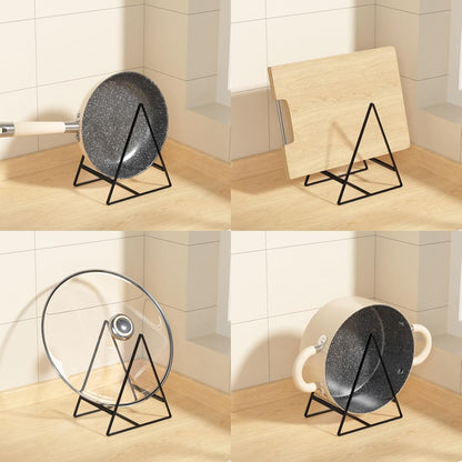 2 Pack Triangle Plate Holders Organizers Large Upright Cabinet Dish Drying Racks Metal Plate Dish Organizers Racks Stands for Countertop and Cupboard Black