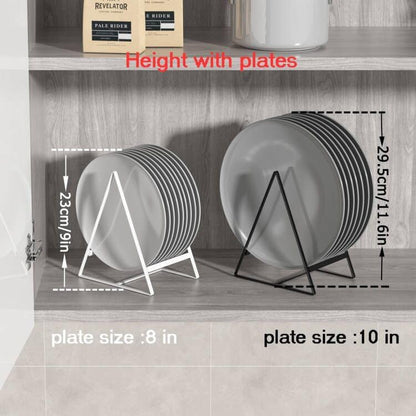 2 Pack Triangle Plate Holders Organizers Large Upright Cabinet Dish Drying Racks Metal Plate Dish Organizers Racks Stands for Countertop and Cupboard Black