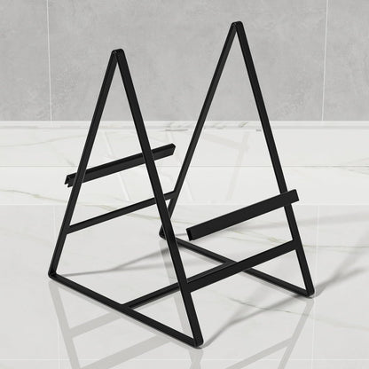 2 Pack Triangle Plate Holders Organizers Large Upright Cabinet Dish Drying Racks Metal Plate Dish Organizers Racks Stands for Countertop and Cupboard Black