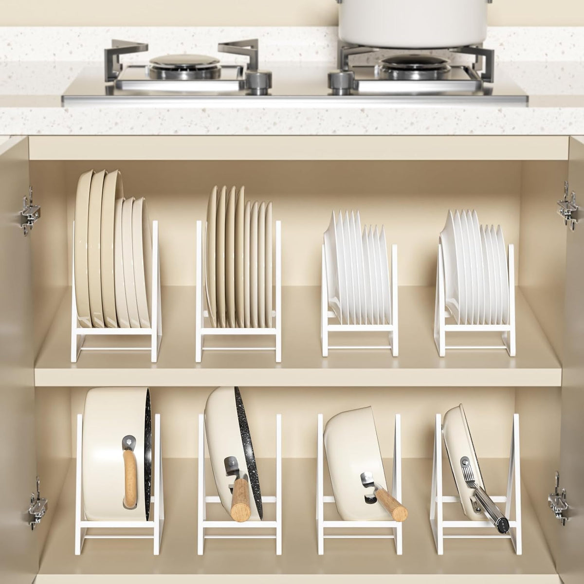 2 Pack Triangle Plate Holders Organizers Large Upright Cabinet Dish Drying Racks Metal Plate Dish Organizers Racks Stands for Countertop and Cupboard Black