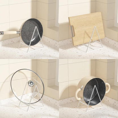 2 Pack Triangle Plate Holders Organizers Large Upright Cabinet Dish Drying Racks Metal Plate Dish Organizers Racks Stands for Countertop and Cupboard Black