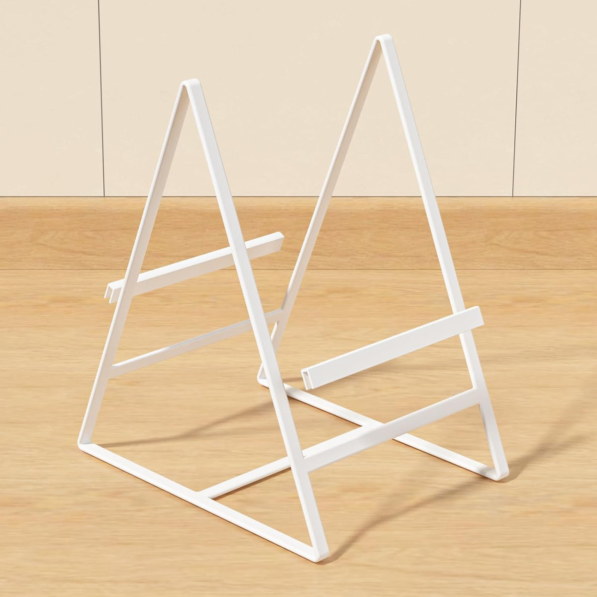 2 Pack Triangle Plate Holders Organizers Large Upright Cabinet Dish Drying Racks Metal Plate Dish Organizers Racks Stands for Countertop and Cupboard Black