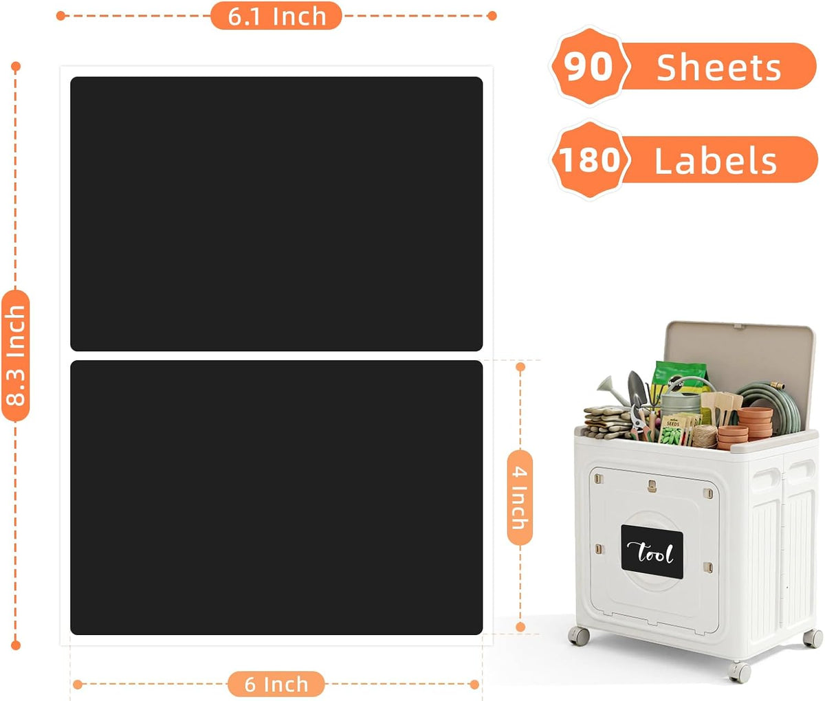 180Pcs 4"x6" Labels for Storage Bins, Removable No Residue Large Storage Bin Labels, Waterproof & Oil-Resistant & Tear-Resistant Stickers for Plastic Bins, Boxes, and Cases