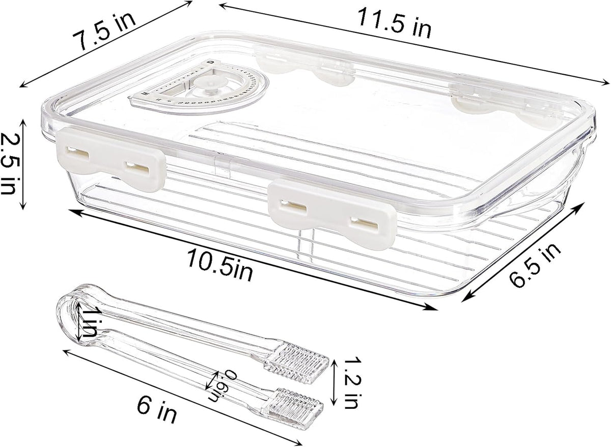 2 Pack Bacon Container for Refrigerator, Plastic Cheese & Deli Meat Container with Air-sealed Tight Lids for Fridge, Bacon Keeper with Food Serving Tongs Cold Cuts Food Storage Organizer