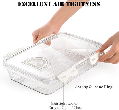 2 Pack Bacon Container for Refrigerator, Plastic Cheese & Deli Meat Container with Air-sealed Tight Lids for Fridge, Bacon Keeper with Food Serving Tongs Cold Cuts Food Storage Organizer