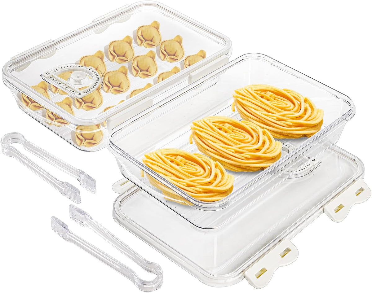 2 Pack Bacon Container for Refrigerator, Plastic Cheese & Deli Meat Container with Air-sealed Tight Lids for Fridge, Bacon Keeper with Food Serving Tongs Cold Cuts Food Storage Organizer