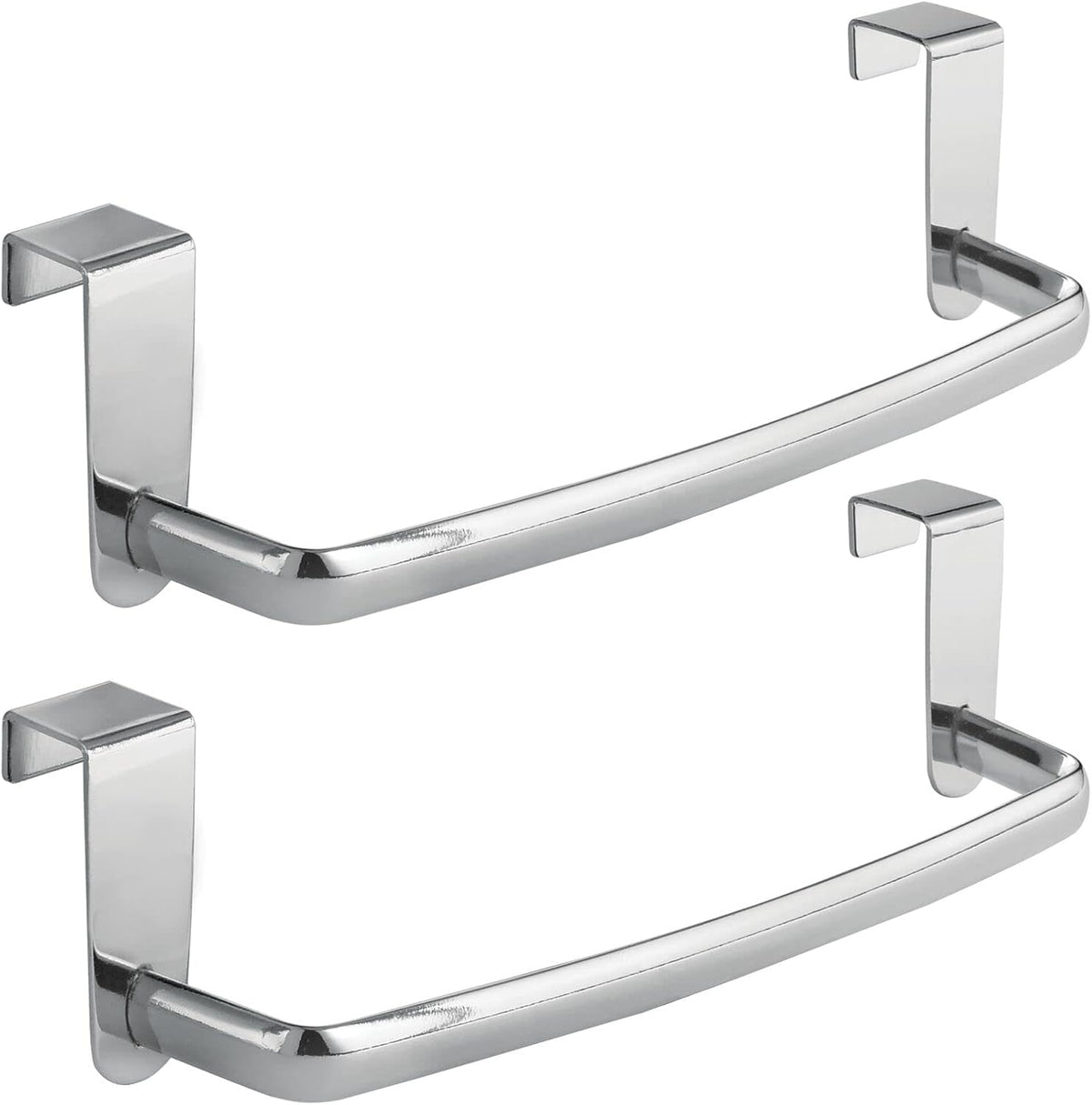 Steel Metal Wire Over Cabinet Towel Rack Storage Organizer - Hang on Cabinet or Door - Towel Bar Holder for Kitchen - Holds Hand Towels, Washcloths - Spira Collection - White