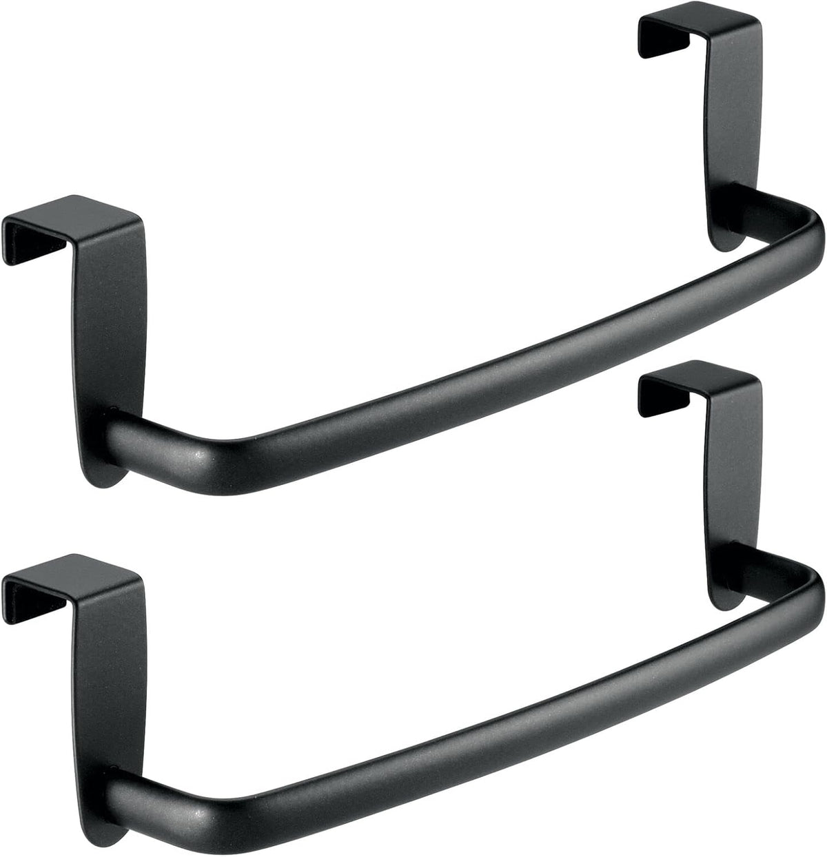 Steel Metal Wire Over Cabinet Towel Rack Storage Organizer - Hang on Cabinet or Door - Towel Bar Holder for Kitchen - Holds Hand Towels, Washcloths - Spira Collection - White