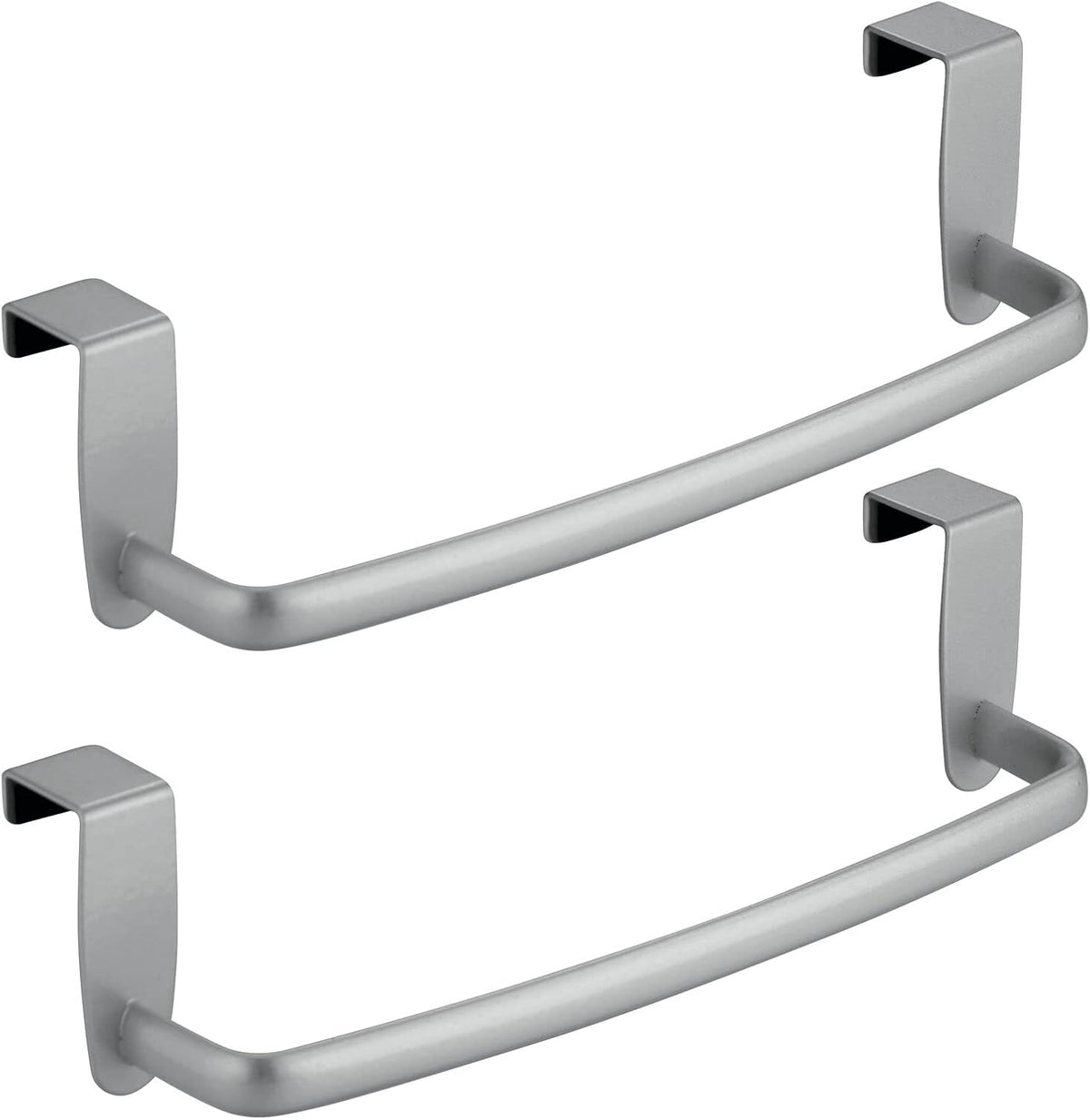 Steel Metal Wire Over Cabinet Towel Rack Storage Organizer - Hang on Cabinet or Door - Towel Bar Holder for Kitchen - Holds Hand Towels, Washcloths - Spira Collection - White
