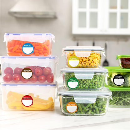 7000 Pcs Day of Week Label Food Label Monday Through Sunday Management Inventory Sticker Removable Weekly Self Adhesive Date Dot Sticker for Restaurant Kitchen Container (Square)