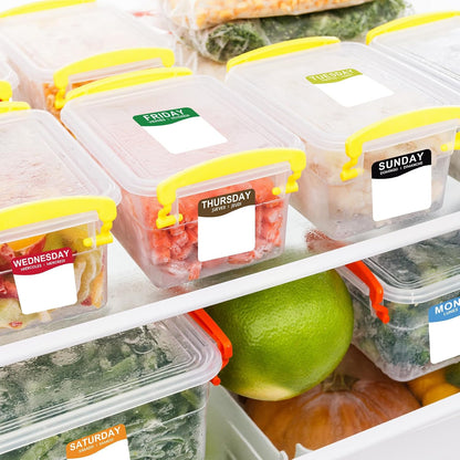 7000 Pcs Day of Week Label Food Label Monday Through Sunday Management Inventory Sticker Removable Weekly Self Adhesive Date Dot Sticker for Restaurant Kitchen Container (Square)