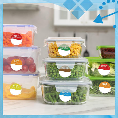 7000 Pcs Day of Week Label Food Label Monday Through Sunday Management Inventory Sticker Removable Weekly Self Adhesive Date Dot Sticker for Restaurant Kitchen Container (Square)