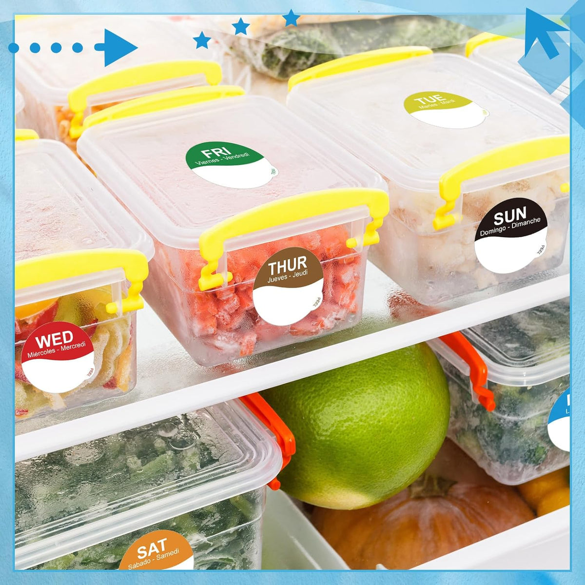 7000 Pcs Day of Week Label Food Label Monday Through Sunday Management Inventory Sticker Removable Weekly Self Adhesive Date Dot Sticker for Restaurant Kitchen Container (Square)