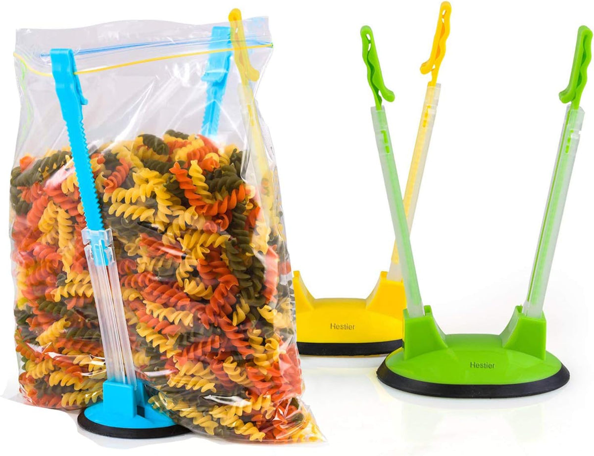 Baggy Rack For Ziplock Bag Holder Stand Adjustable/Hands Free Clip Food Storage Bag Holder For Ziplock Bag Stands / 3 Pack/3pcs