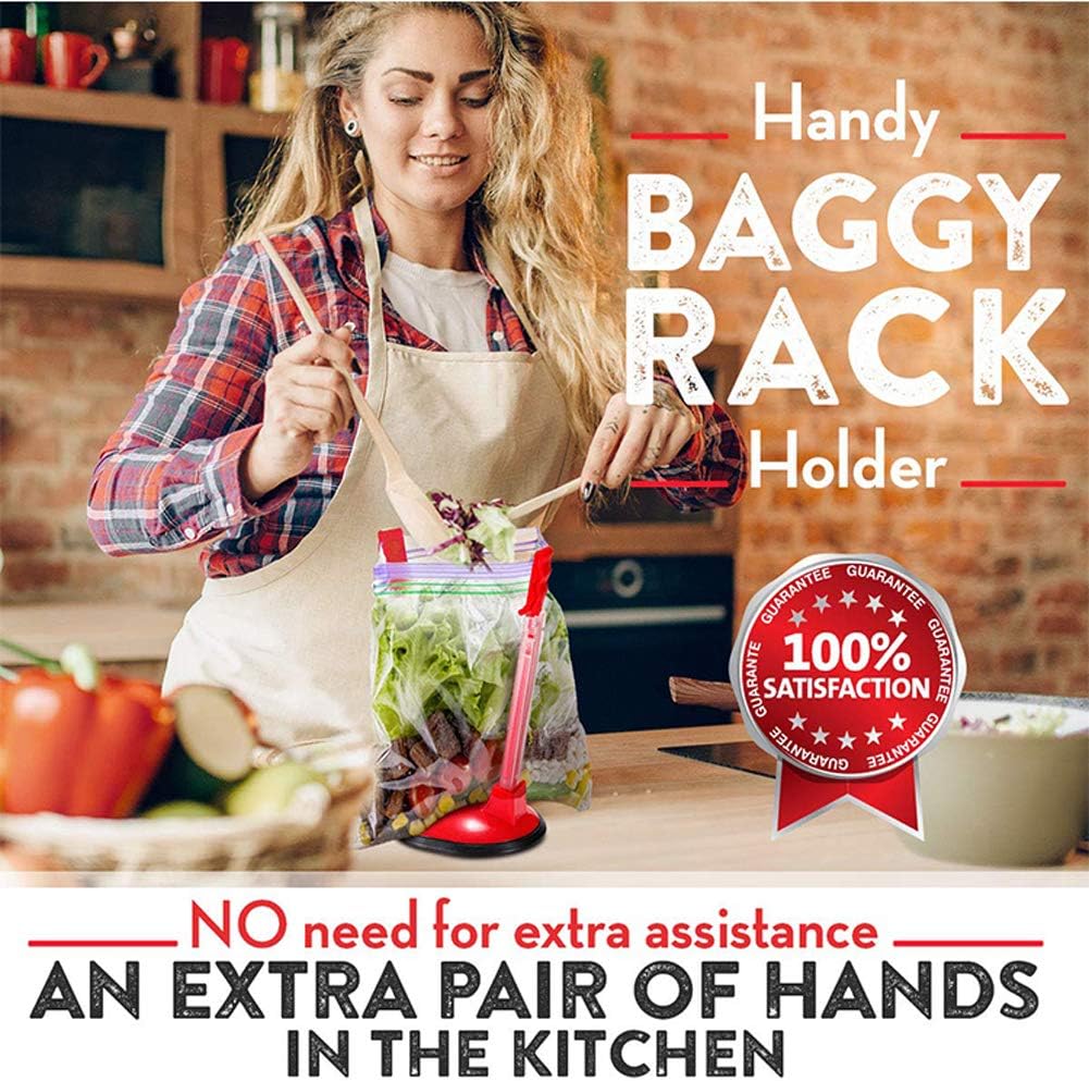 Baggy Rack For Ziplock Bag Holder Stand Adjustable/Hands Free Clip Food Storage Bag Holder For Ziplock Bag Stands / 3 Pack/3pcs