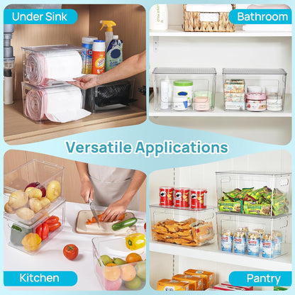 Trash Bag Holder, Stackable Garbage Bag Dispenser for 13/30/33 Gallon Bags, Clear Organizer Bins for Under Kitchen Sink, Laundry Room Organization and Storage
