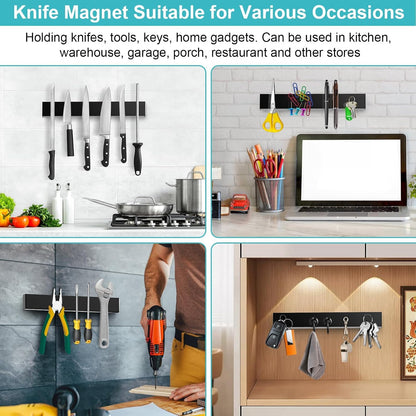 Magnetic Knife Holder for Wall, No Drilling Magnetic Knife Strip Adhesive Knife Holder Magnet Knife Bar, Wall Mount Knife Rack Block Metal Tool Holder for Utensils RV Kitchen Organization, 10 Inch