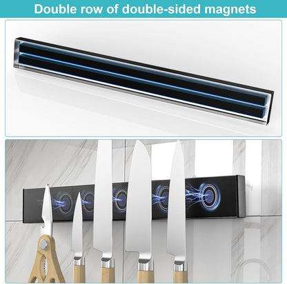 Magnetic Knife Holder for Wall, No Drilling Magnetic Knife Strip Adhesive Knife Holder Magnet Knife Bar, Wall Mount Knife Rack Block Metal Tool Holder for Utensils RV Kitchen Organization, 10 Inch