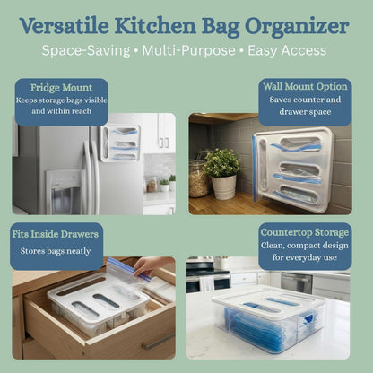 Storage Bag Organizer for Kitchen- Baggie Drawer Organizer & Plastic Food Storage Bags Holder- Compatible with Gallon, Quart, Sandwich, Snack Bags, Freezer, Slider Bags-4 Separate Pieces White