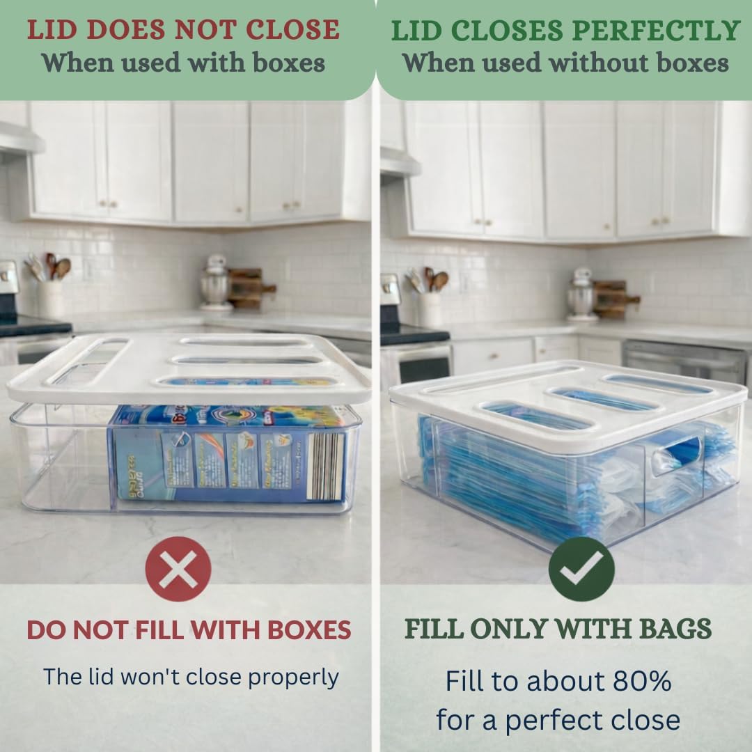 Storage Bag Organizer for Kitchen- Baggie Drawer Organizer & Plastic Food Storage Bags Holder- Compatible with Gallon, Quart, Sandwich, Snack Bags, Freezer, Slider Bags-4 Separate Pieces White