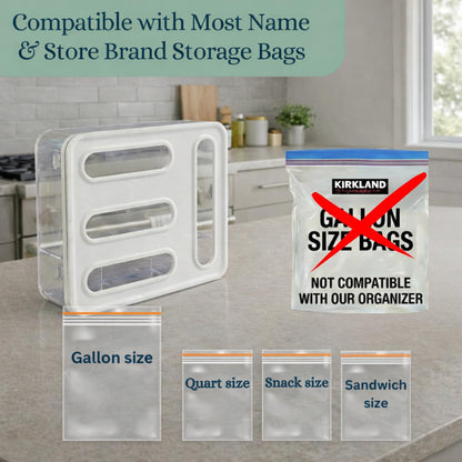 Storage Bag Organizer for Kitchen- Baggie Drawer Organizer & Plastic Food Storage Bags Holder- Compatible with Gallon, Quart, Sandwich, Snack Bags, Freezer, Slider Bags-4 Separate Pieces White