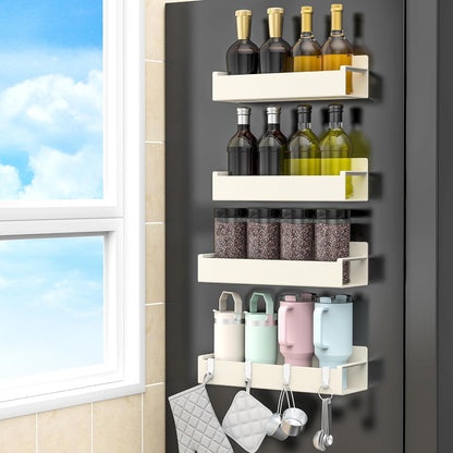 Magnetic Spice Rack Organizer for Refrigerator and Oven, Black Fridge Organizers and Storage for Kitchen | Kitchen Magnetic Shelf for Fridge, Spice Organizer and Storage, Baby Bottle Holder for Fridge, Magnetic Tea Bag Organizer
