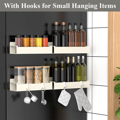 Magnetic Spice Rack Organizer for Refrigerator and Oven, Black Fridge Organizers and Storage for Kitchen | Kitchen Magnetic Shelf for Fridge, Spice Organizer and Storage, Baby Bottle Holder for Fridge, Magnetic Tea Bag Organizer
