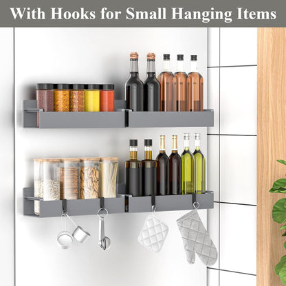 Magnetic Spice Rack Organizer for Refrigerator and Oven, Black Fridge Organizers and Storage for Kitchen | Kitchen Magnetic Shelf for Fridge, Spice Organizer and Storage, Baby Bottle Holder for Fridge, Magnetic Tea Bag Organizer