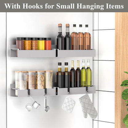 Magnetic Spice Rack Organizer for Refrigerator and Oven, Black Fridge Organizers and Storage for Kitchen | Kitchen Magnetic Shelf for Fridge, Spice Organizer and Storage, Baby Bottle Holder for Fridge, Magnetic Tea Bag Organizer