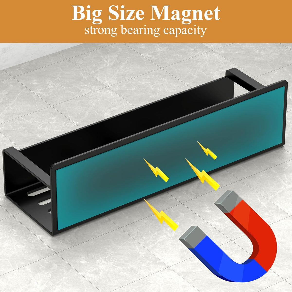 Magnetic Spice Rack Organizer for Refrigerator and Oven, Black Fridge Organizers and Storage for Kitchen | Kitchen Magnetic Shelf for Fridge, Spice Organizer and Storage, Baby Bottle Holder for Fridge, Magnetic Tea Bag Organizer