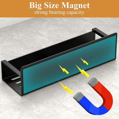Magnetic Spice Rack Organizer for Refrigerator and Oven, Black Fridge Organizers and Storage for Kitchen | Kitchen Magnetic Shelf for Fridge, Spice Organizer and Storage, Baby Bottle Holder for Fridge, Magnetic Tea Bag Organizer